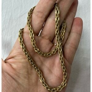 Vintage Monet Gold Tone Chunky Interlocking 17" Chain Necklace Costume Quiet